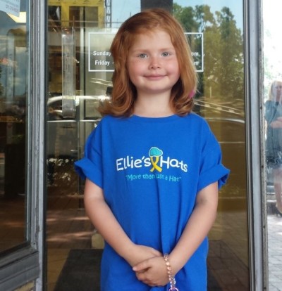 Ellies Hats Childhood Cancer Awareness Blue shirt (1)